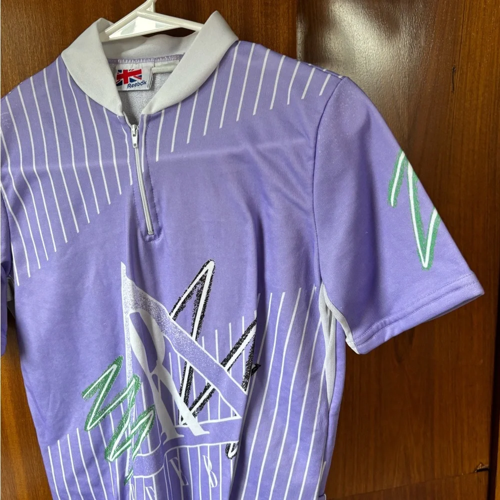 Reebok Purple Short-Sleeve Cycling Jersey with Green Accents - Picture 2 of 4